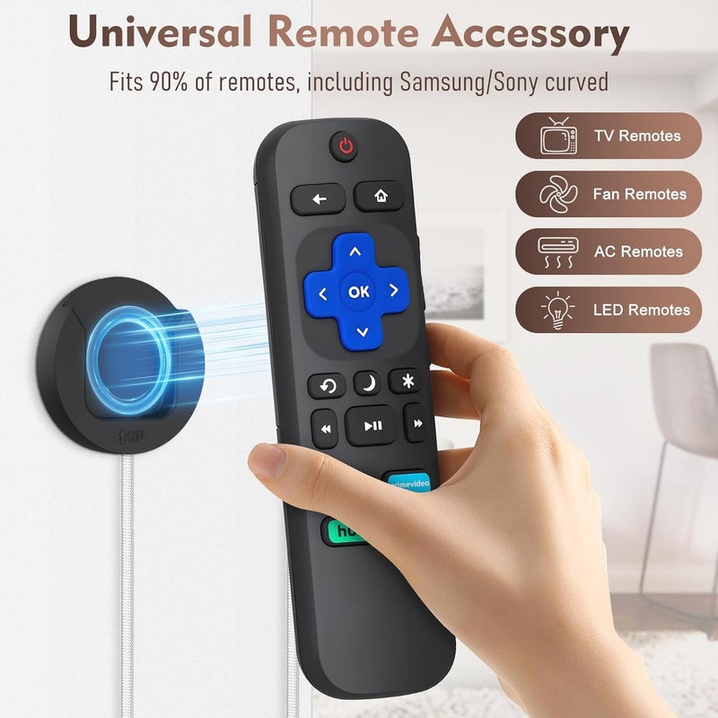 YYILIS 6.5 Ft Magnetic Remote Control Holder, 4 Pack Stretchy Remote Control Tether Wall Mount with Adjustable Leash and Strong Double N52 Magnets for TV/AC/Light/Fan, Home & RV Organizer Supply - Image 5